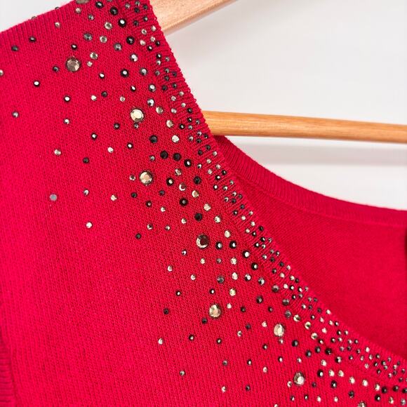 Ming Wang Sapphire Red Knit Crystal Tank Size XL - Picture 3 of 7